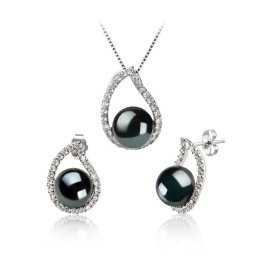 Set Bijuterii Isabella cu Perle Negre de Cultură - Calitate AA 9-10mm