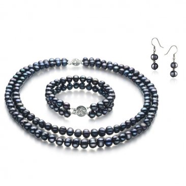 set bijuterii ria perle cultura calitate a negru 1